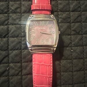 Honora Pink Mother-of-Pearl Watch with Silver Frame and Original Leather Band